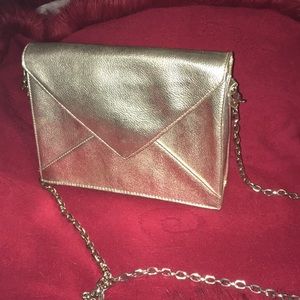 Gold leather chain purse